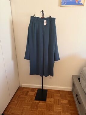 Express Teal Wide-Leg Midi Skirt